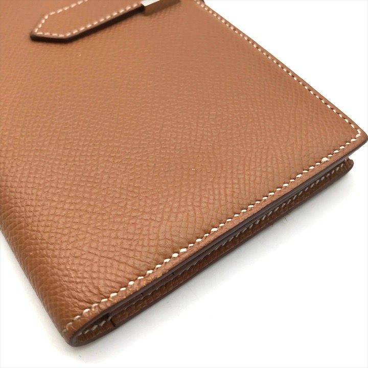 Hermes Bearn Souffle Epsom Gold Wallet Brown Leather