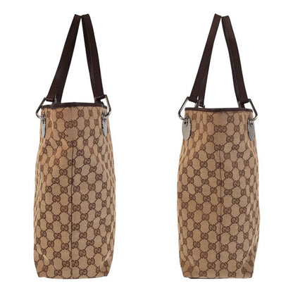 Gucci Beige Brown GG Canvas/leather 120336 Tote Bag Shoulder Bag Women 504731