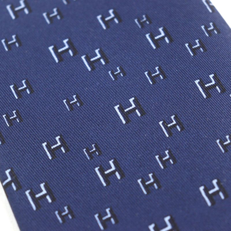 Hermes 5183 IA Cravate 100% Silk H Motif All Over Tie Navy With Box Made In