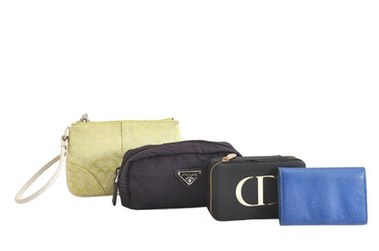 Prada Dior Coach Pouch Card Jewelry Case Set Of 4 Blue Green Purple 2811n