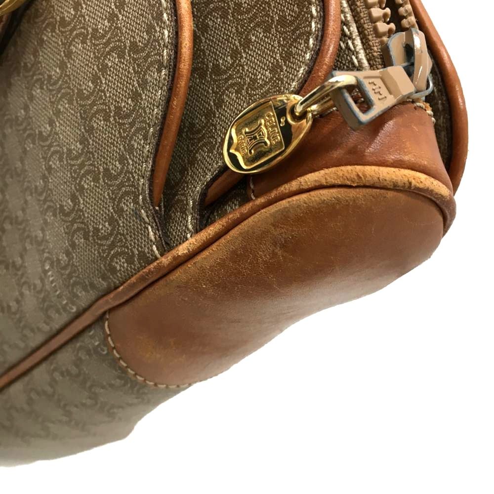 Celine Macadam Pattern Coated Canvas X Leather Bag Brown