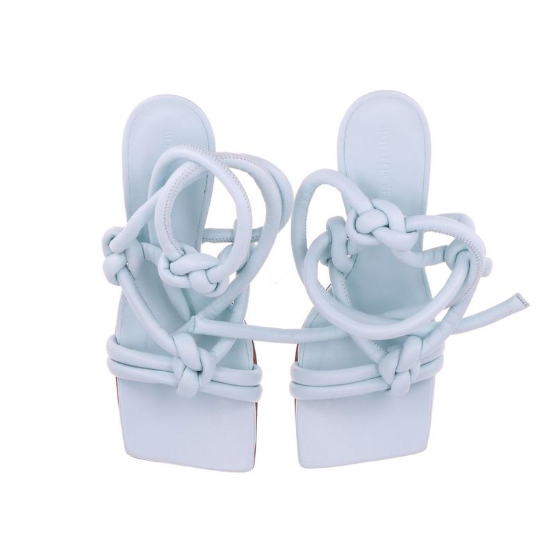 Bottega Veneta Leather Sandals Women's 35 Light Blue Made In Italy