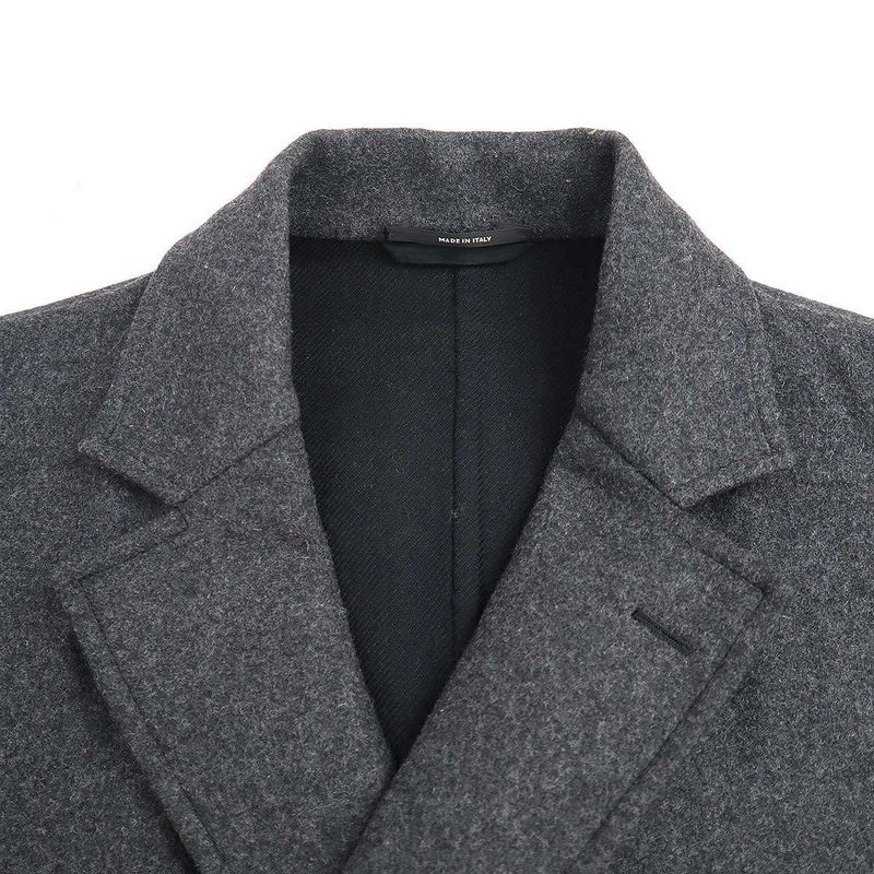 Hermes 12aw Wool Flannel Double Long Coat Pt93dba Gray 48