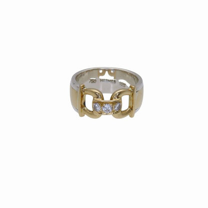 Hermes 18K Yellow Gold/silver 925 Diamond Ring 18KG 750 Yellow Gold/925/diamond