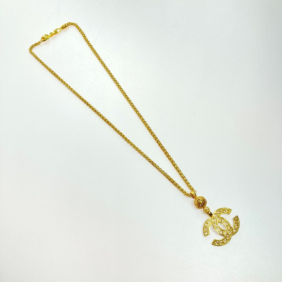 Chanel Cocomark Long Necklace 95a Gold GP Vintage