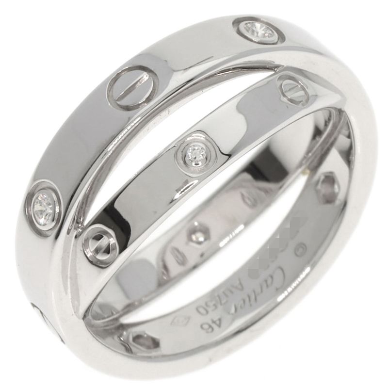Cartier Be Love 6P Diamond #46 Ring 18K White Gold Ladies