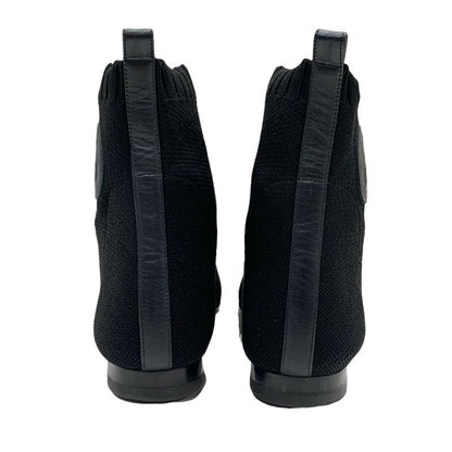 Hermes Duo Boots Short Boots Shoes Fabric Leather Black Socks Boots Exlibris