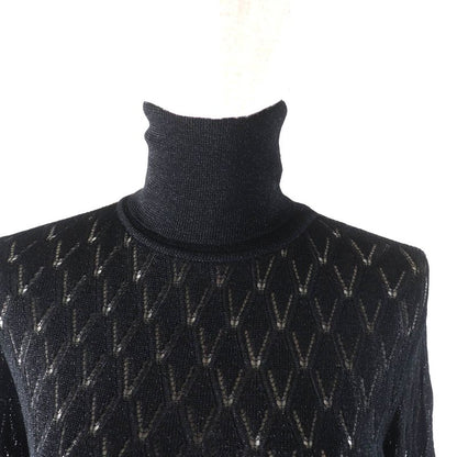 CHANEL P75380 Lame With Coco Mark Hardware Turtleneck Long Sleeve Iridescent