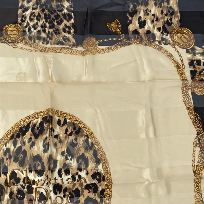 Christian DIOR Large Logo Scarf Silk Blawan