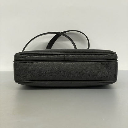 Chanel Shoulder Bag Caviar Skin Black Gold Hardware Women