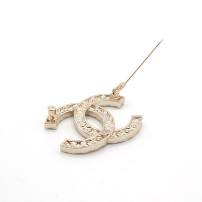 Chanel Brooch Corsage Gold Here Mark Rhinestone