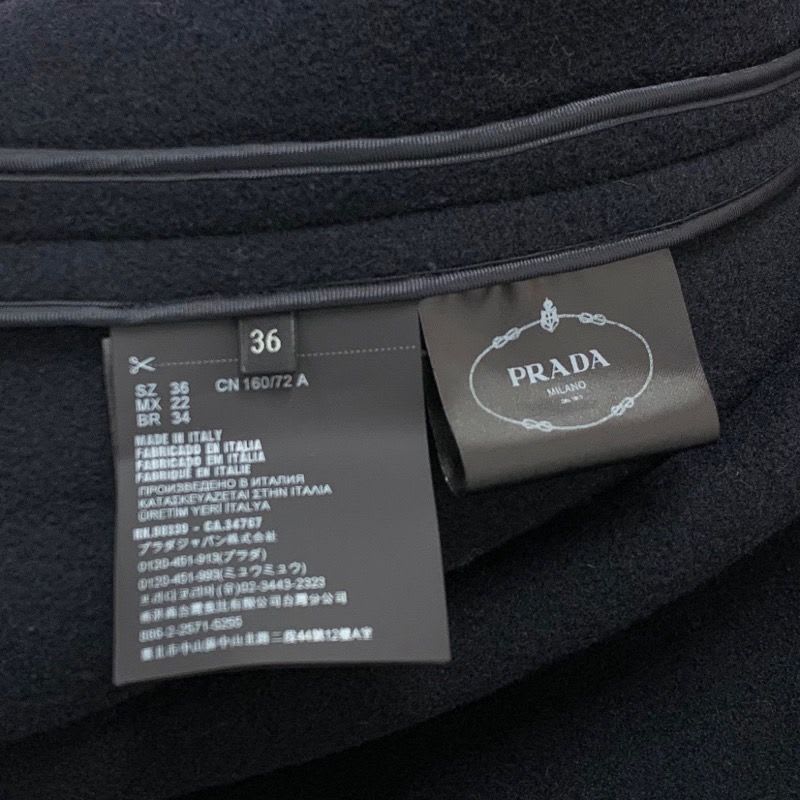 Prada Outerwear Navy Single Breasted Cavern Jacket Triangle Poncho Cape