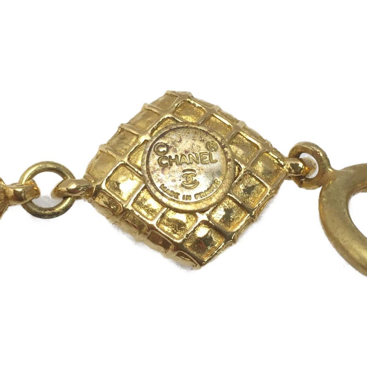 Chanel Matelasse Diamond Stone Necklace GP Vintage Boxed