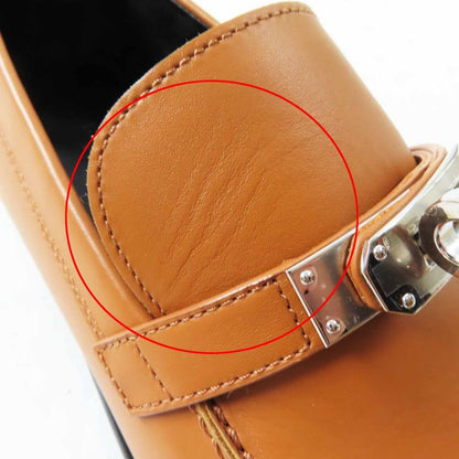Hermes Destin Silver Hardware Kelly Buckle Leather Loafers Camel 36.5 With Box