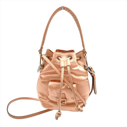 Fendi Montresor Mini Satin Shoulder Bag 2WAY Nylon Pink Silver Hardware Women