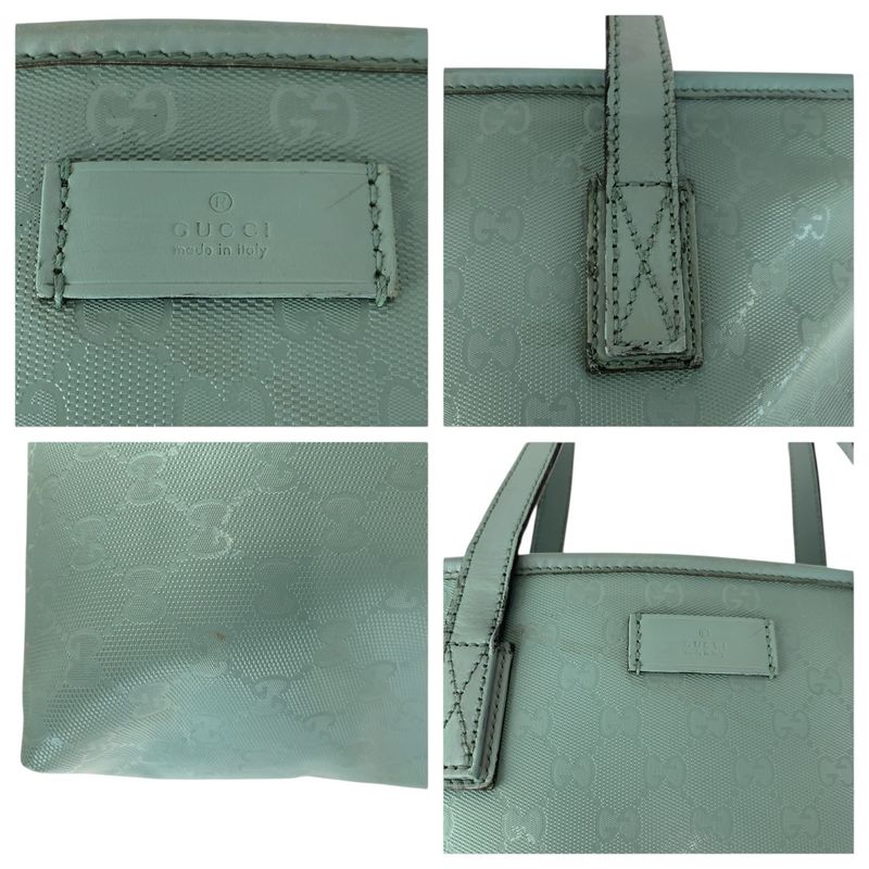 Gucci GG Imprime Light Blue Silver Hardware Leather 211138 Tote Bag Shoulder