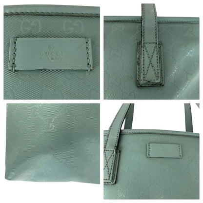 Gucci GG Imprime Light Blue Silver Hardware Leather 211138 Tote Bag Shoulder