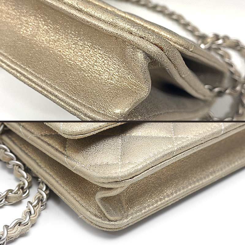 Chanel Matelasse Chain Wallet Leather Gold Shoulder Bag