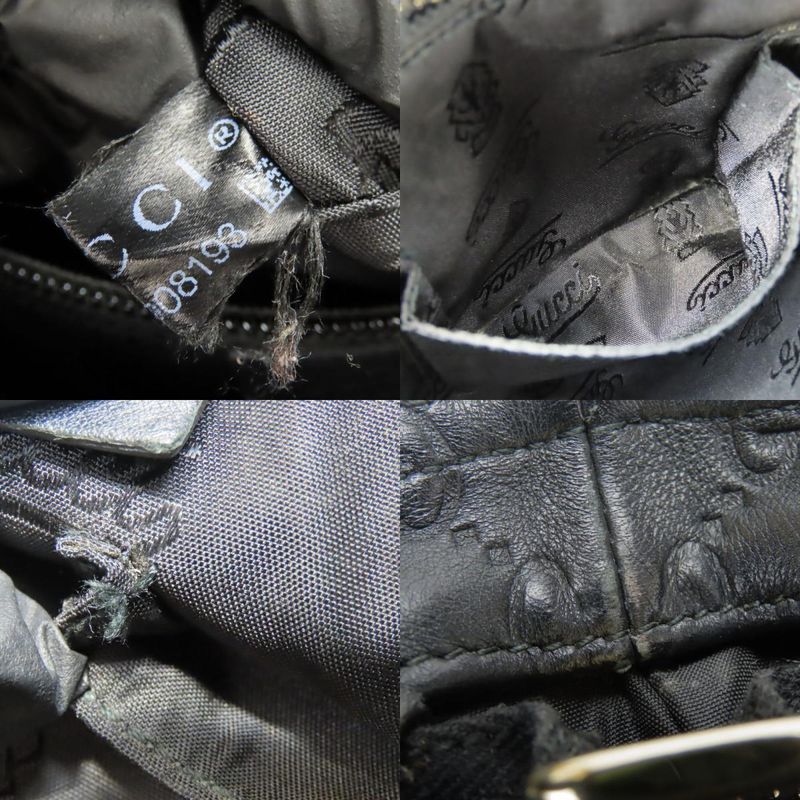 Gucci Shoulder Bag 201538 Guccissima Cima Leather Black Gold Hardware Crossbody