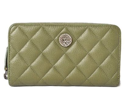 Chanel Wallet Medium Wallet Quilted Matelasse Caviar Skin Moss Green 230928-ch