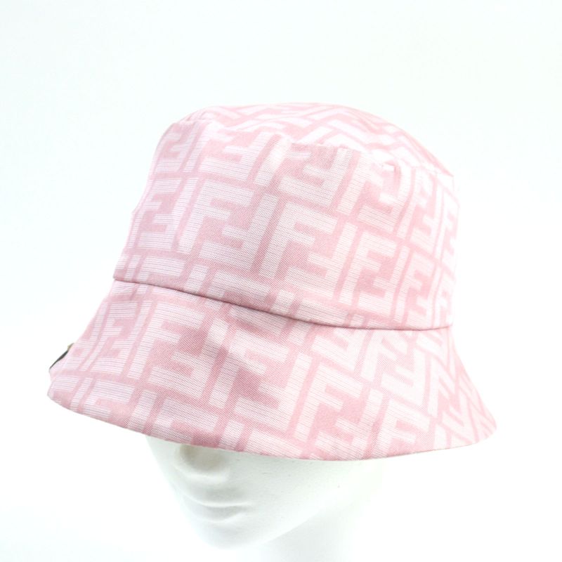 Fendace Fxq698 Silk Fendi Versace Reversible FF Logo Allover Hat With Logo