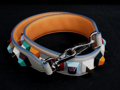 Fendi Strap You Leather Studded Shoulder Strap For Bags Beige Fs2581