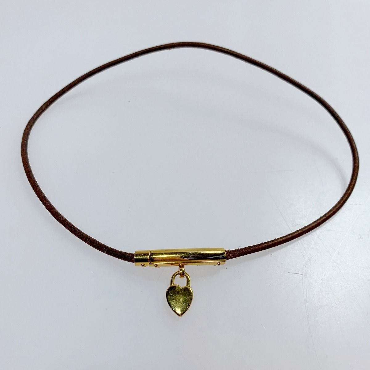 Hermes Viviride Heart Choker Leather Accessories Necklace
