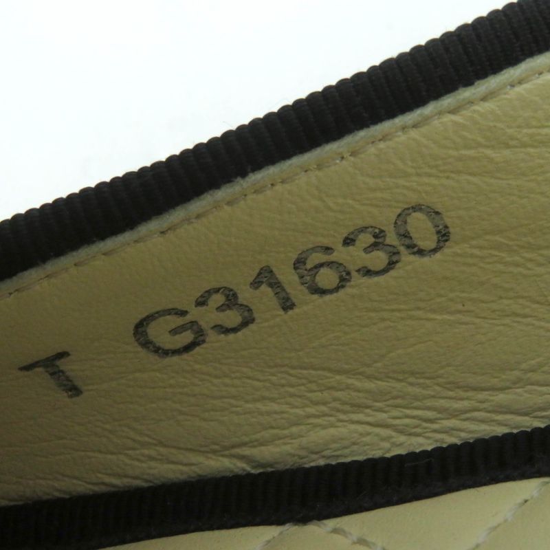 CHANEL 16P G31630 Coco Mark Flat Leather Shoes White Black 35 With Box