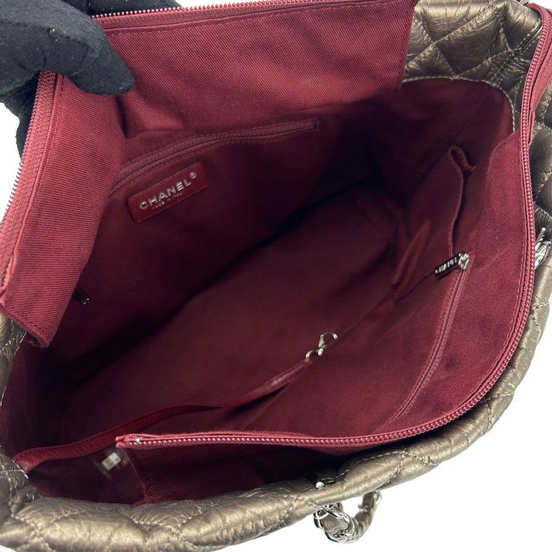 Chanel Tote Bag Shoulder Cambon Line 11 Bronze Coco Mark Casual Daily Use Women