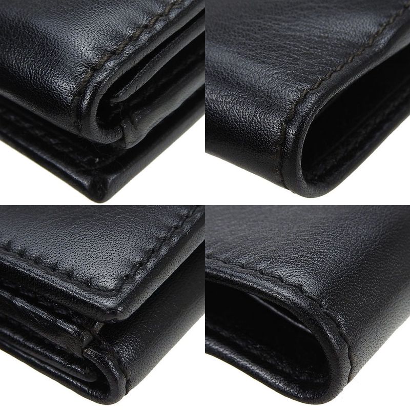 Gucci W Hook Wallet Compact Wallet 162759 Double G Leather Black Small Black