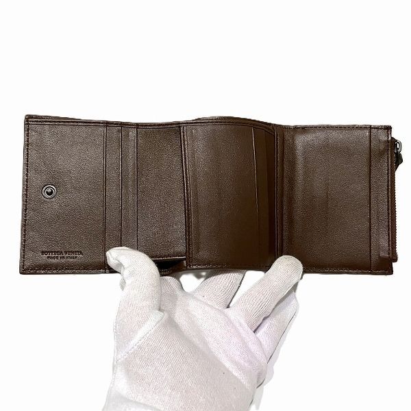 Bottega Veneta Intrecciato Dark Brown Trifold Wallet Unisex