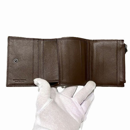 Bottega Veneta Intrecciato Dark Brown Trifold Wallet Unisex