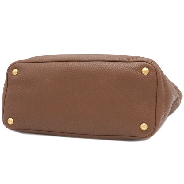 Prada 2way Bag Metal Logo Leather Paliss Andro Gold Hardware Brown Vitello Daino