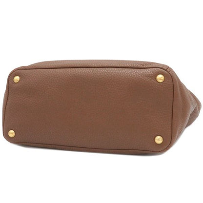 Prada 2way Bag Metal Logo Leather Paliss Andro Gold Hardware Brown Vitello Daino