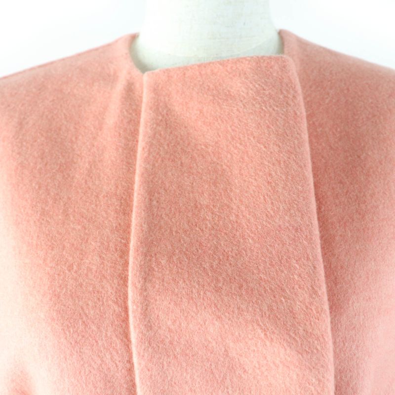 Hermes 22AW 2h0122db 100% Cashmere Double Face Coat With Belt Collarless Coat