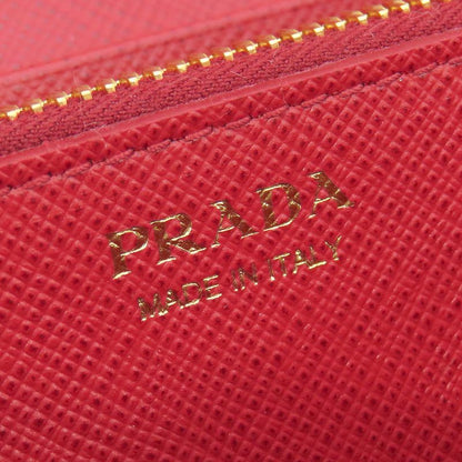 Prada Long Wallet Caier Wallet Saffiano Leather Fuoco Gold Hardware Red