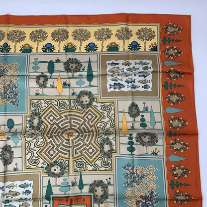 Hermes Carre 90 Scarf Silk Paridaiza Paradise Orange