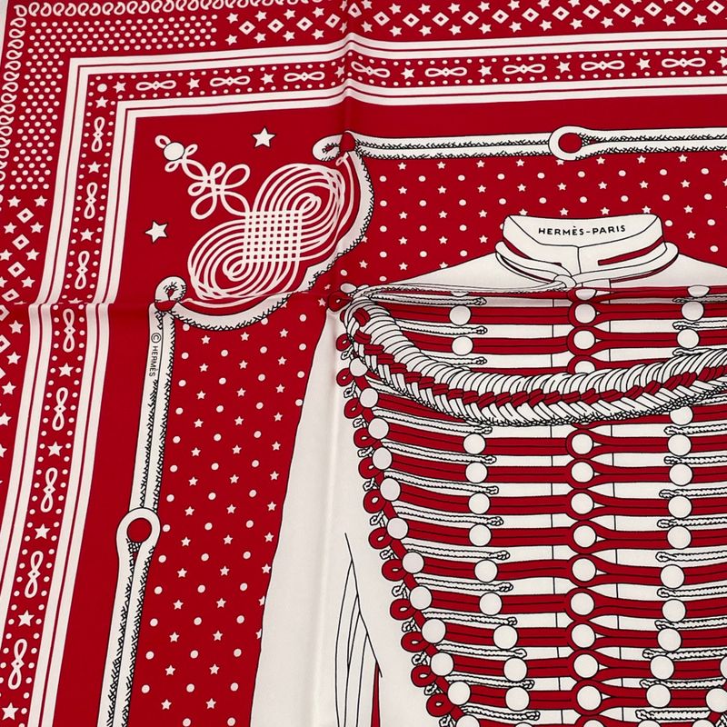 Hermes Brandebourgs Brandenburg Decor Scarf Silk Red