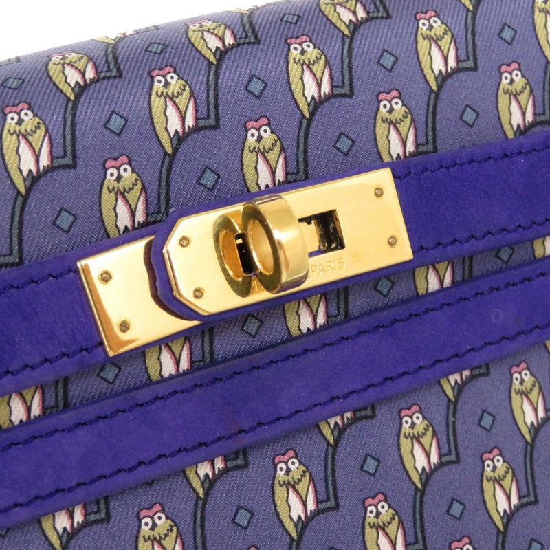 Hermes Kelly 20 Owl Outer Stitch Dobris Silk Blue Gold Hardware 00T Engraved