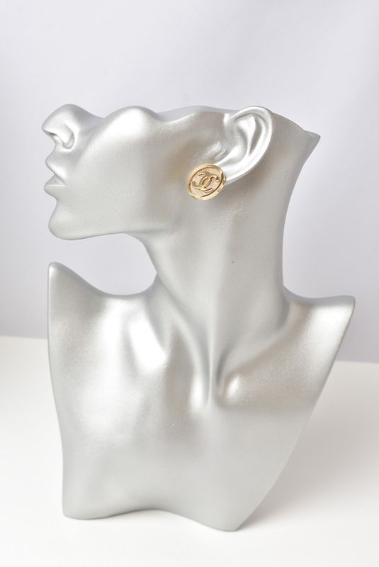 Chanel Earrings Chanel Circle Motif Logo CC Gold