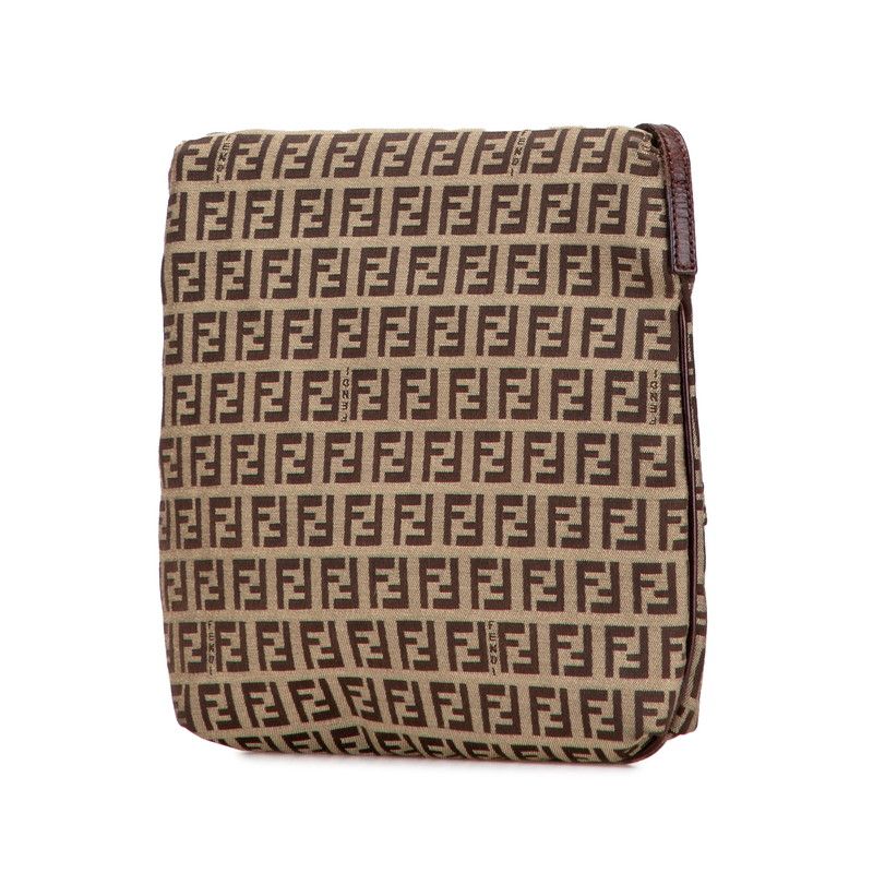 Fendi Zucchino Crossbody Shoulder Bag 8bt075 Brown Canvas Leather Women's Fendi