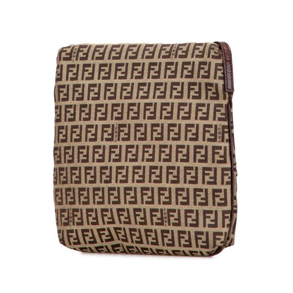 Fendi Zucchino Crossbody Shoulder Bag 8bt075 Brown Canvas Leather Women's Fendi