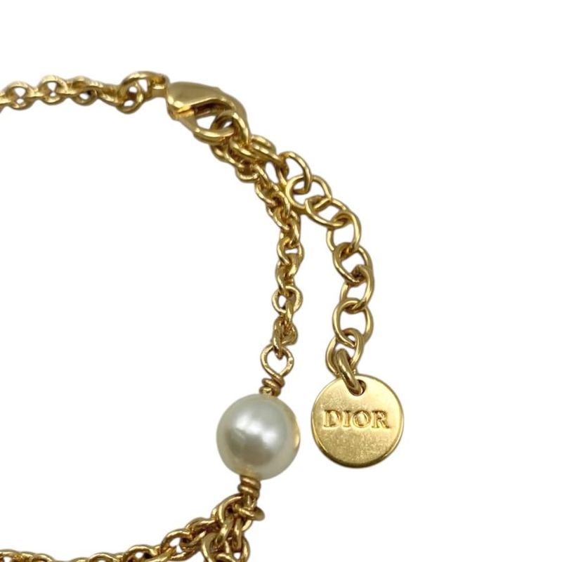 Christian Dior Bracelet Petit CD B2068womrs_d301 Metal Resin Pearl Gold Logo
