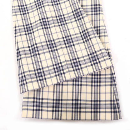 Gucci 611284 100% Wool Checked Center Press Flared Pants Ivory Black 36 Made In