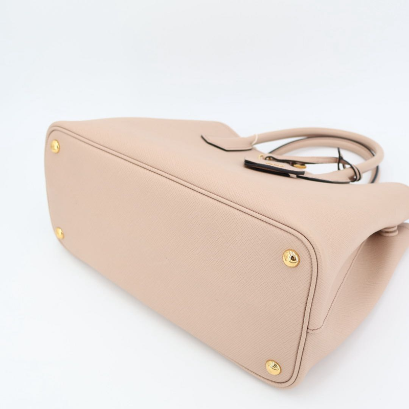 Prada Double Bag Saffiano Leather Triangle Logo Cameo Shopping Bag