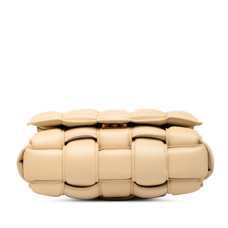Bottega Veneta The Chain Cassette Shoulder Bag Handbag Beige Gold Leather Women