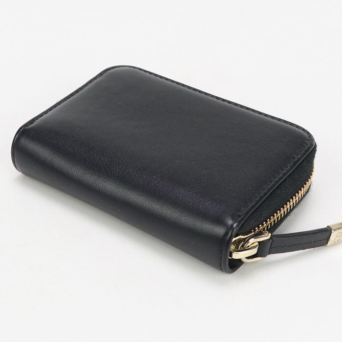 DIOR Zip Card Holder Coin Purse Calf Zip Card Holder Women's