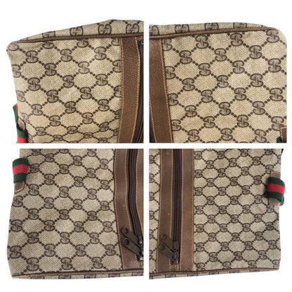 Gucci Vintage Old Gucci Sherry Line Beige GG Supreme Canvas Boston Bag Handbag