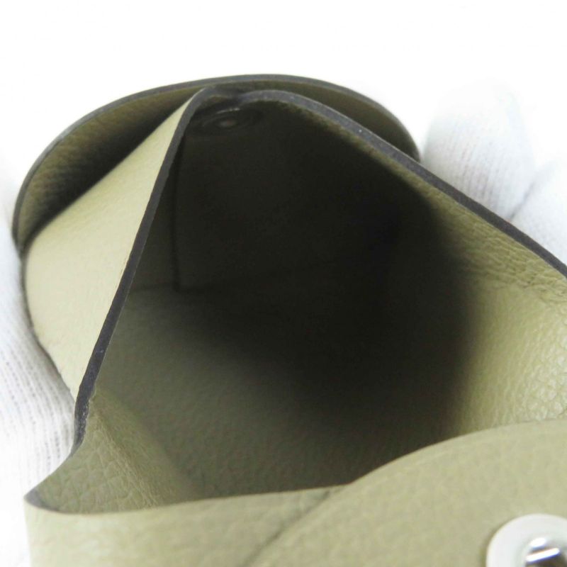 Hermes Bastia Beige Marfa Silver Hardware Evercolor Coin Case Engraved W With