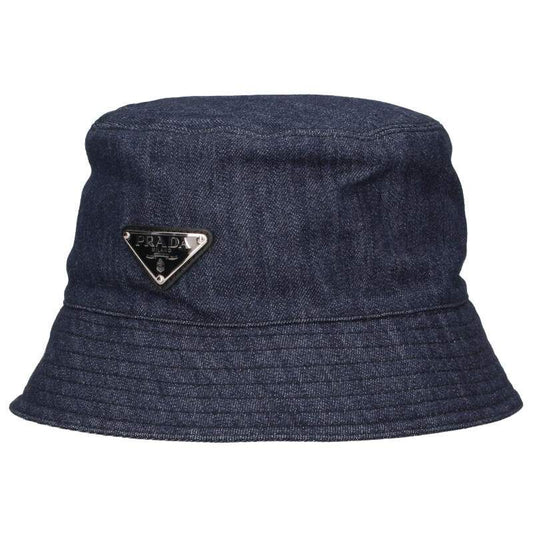 Prada 1hc137 Re-nylon Triangle Plate Denim Bucket Hat Men's L